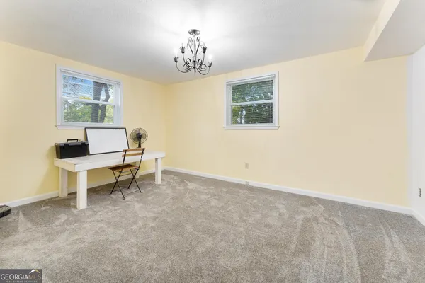 an outdoor space with garden