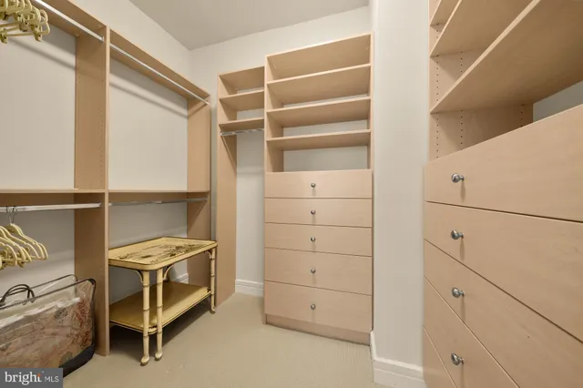 a view of an empty walk in closet