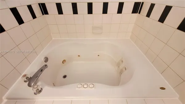 a bathroom with a bathtub