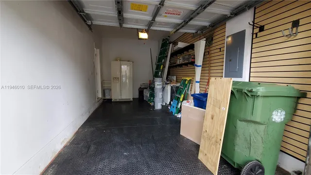 a view of a porch with seating space