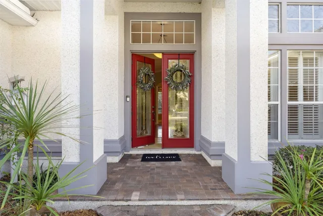 a front view of a house with a entryway