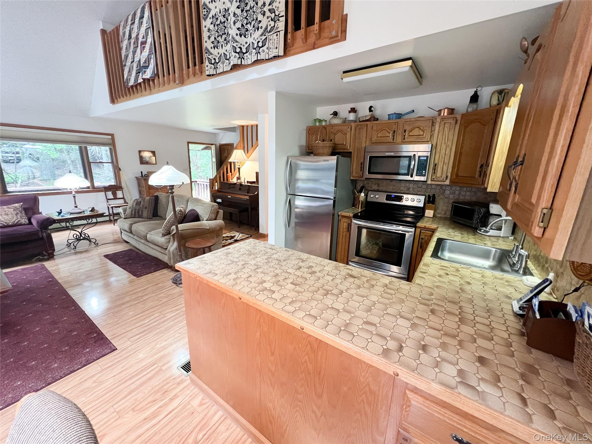72 Black Lake Road Bethel, NY 12786 - Photo 22 of 22 a living room with stainless steel appliances furniture a fireplace and a flat screen tv