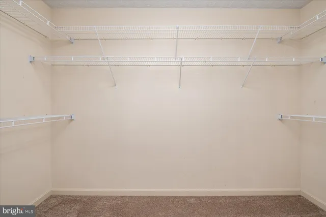 a view of a room with racks on the wall