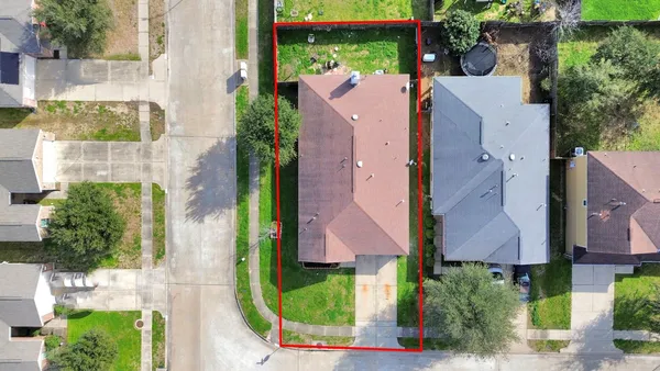 an aerial view of a house