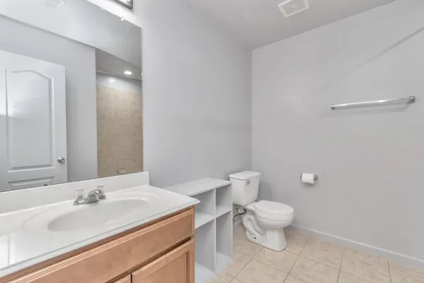 a bathroom with a bathtub