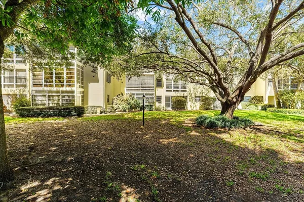 a view of a yard in front of a house