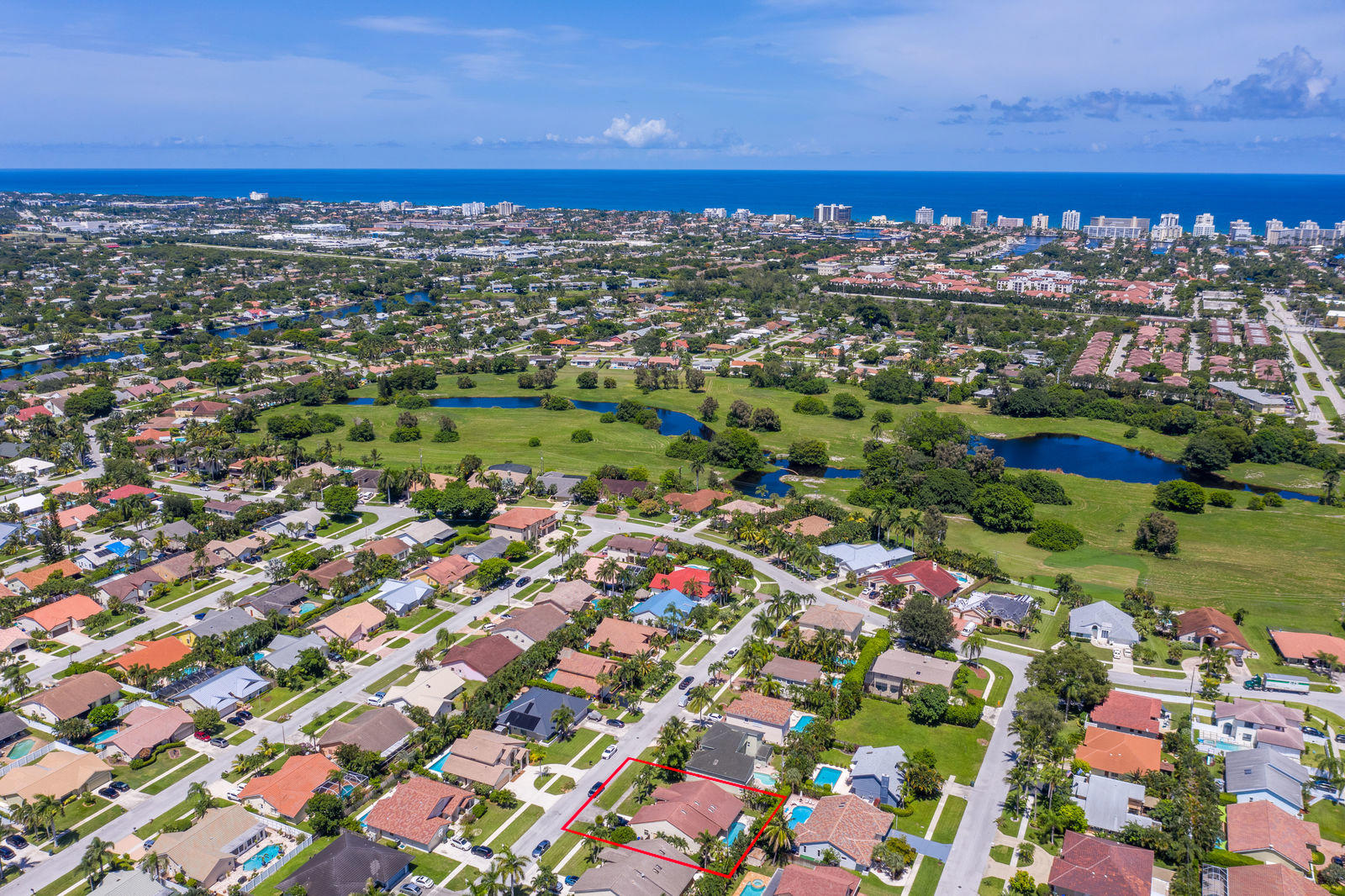 350 Seneca Lane Boca Raton, FL 33487 - Photo 16 of 27 Aerial Lakes & Ocean