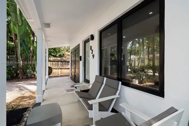 a view of an outdoor space with seating area