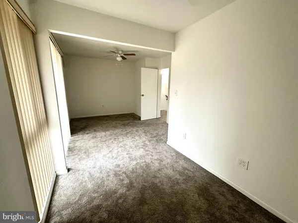 an empty room with a door