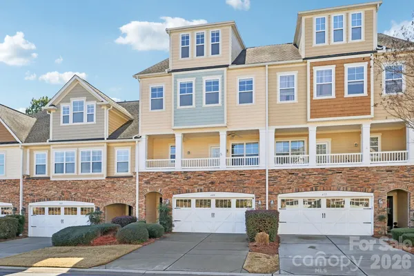 a front view of a multi story building