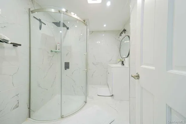 a bathroom with a shower