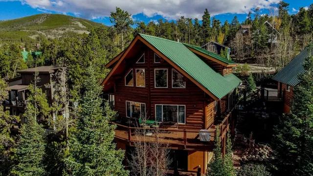 a view of a house with brick walls and flower plants