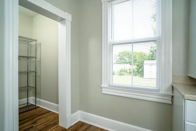a bathroom with a window