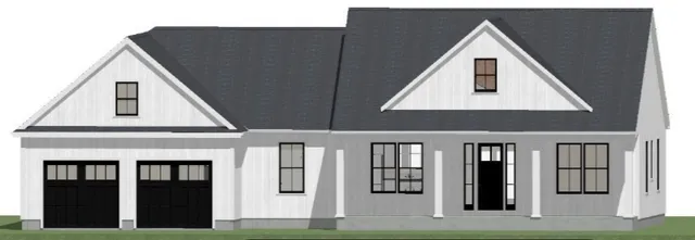 a view of a brick house with large windows