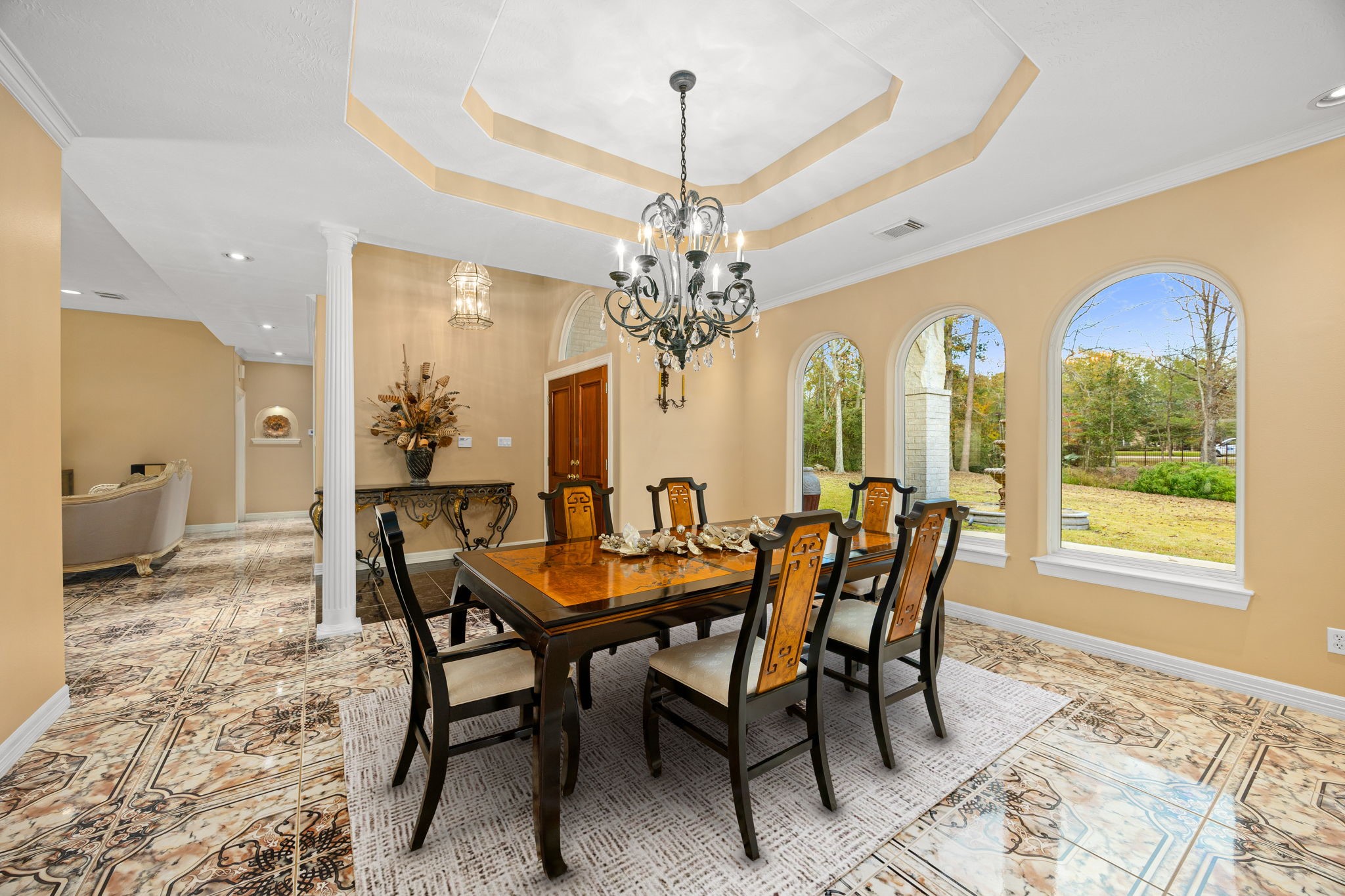 11984 White Oak Crossing Conroe, TX 77385 - Photo 13 of 42 Enjoy dining in this large private dining area with spectacular acreage views