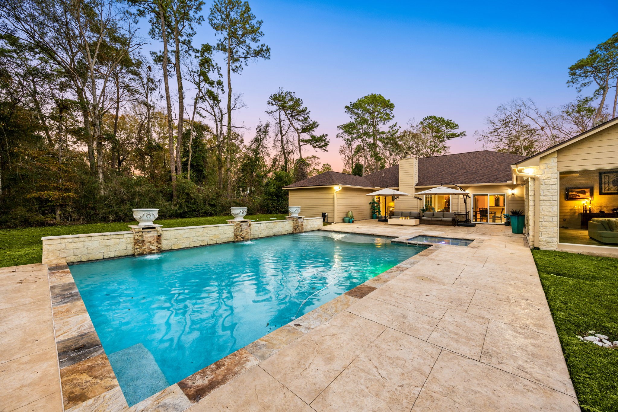 11984 White Oak Crossing Conroe, TX 77385 - Photo 39 of 42 What a view of this gorgeous pool and outdoor entertainment area