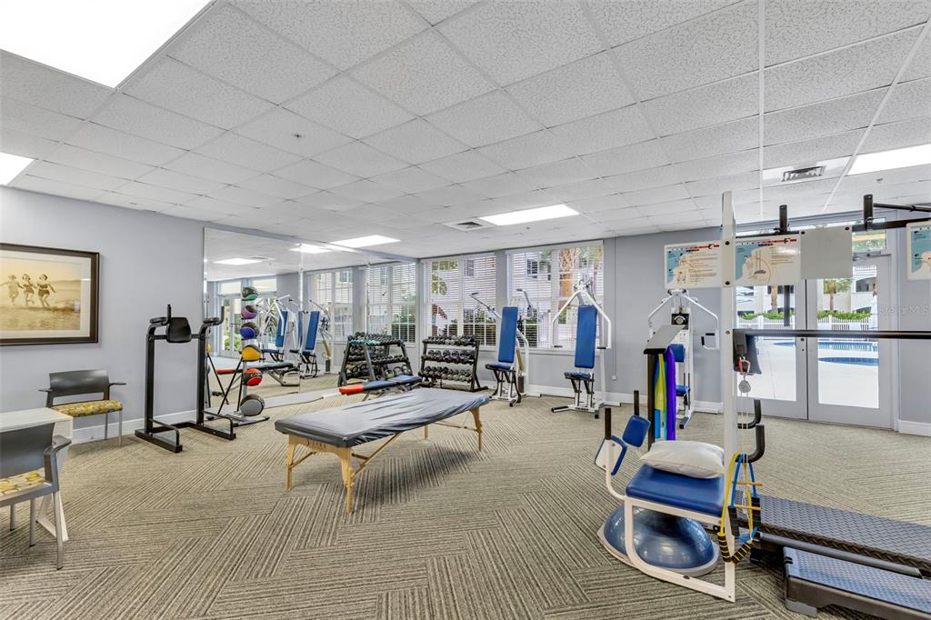3730 Cadbury Circle, Unit 431 Venice, FL 34293 - Photo 4 of 34 a living room with furniture gym equipment and a mirror