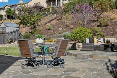 an aerial view of a highlighted house