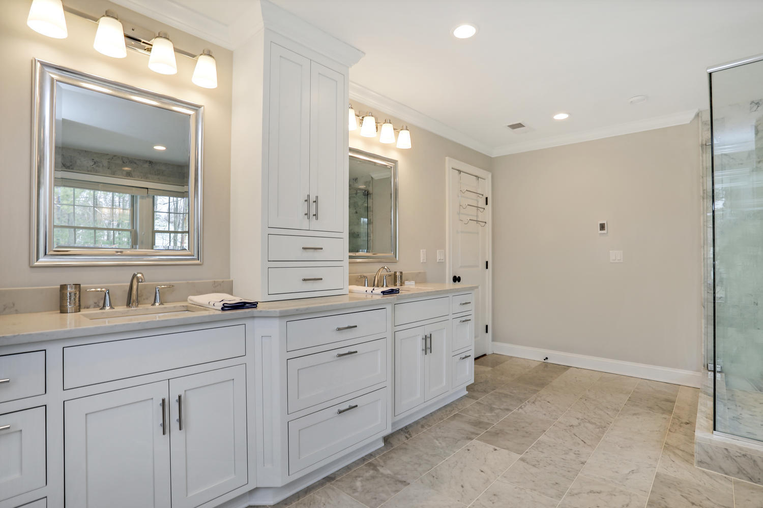 278 Davenport Ridge Road New Canaan, CT 06840 - Photo 20 of 31 a spacious bathroom with double sink and a mirror