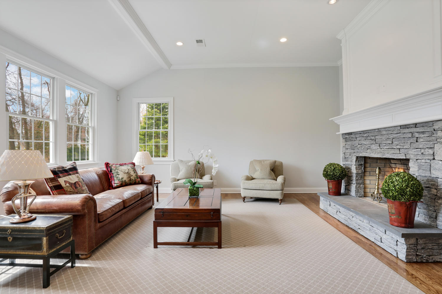 278 Davenport Ridge Road New Canaan, CT 06840 - Photo 5 of 31 a living room with furniture and a fireplace