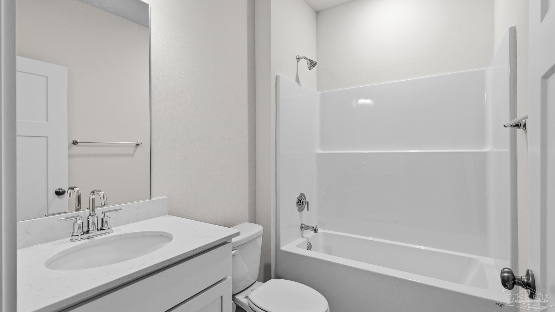 2800 Water Birch Road Cantonment, FL 32533 - Photo 16 of 37 a bathroom with a granite countertop sink toilet and shower