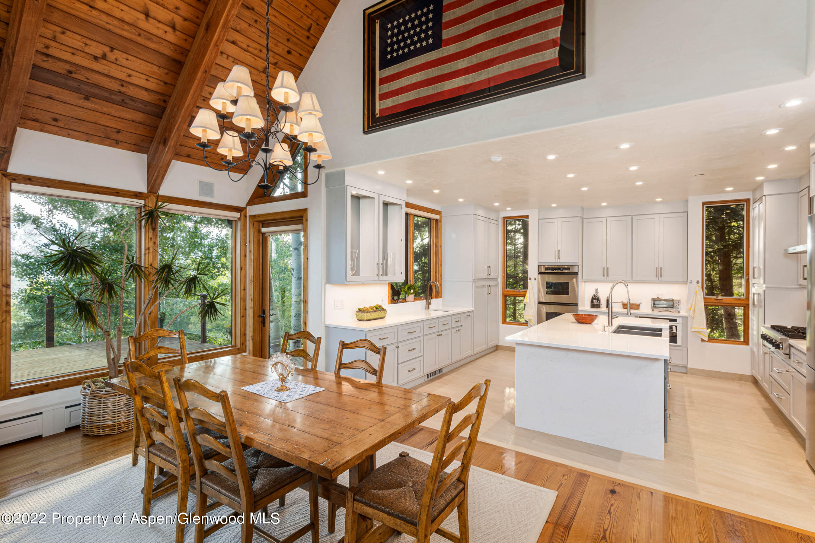 346 East Reds Road Aspen, CO 81612 - Photo 6 of 41 a view of a dining room with furniture a chandelier and wooden floor