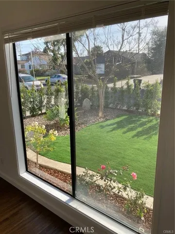a view of a back yard from a window