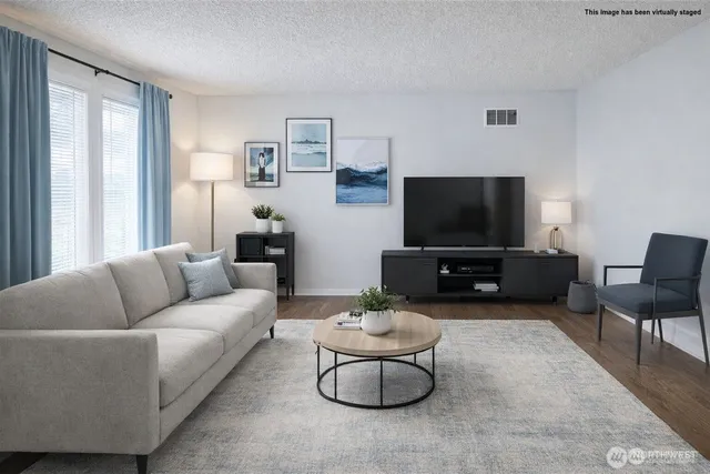 a view of a garden with a tree