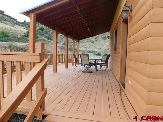 a view of balcony with seating space