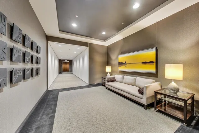 a bathroom with a glass door shower