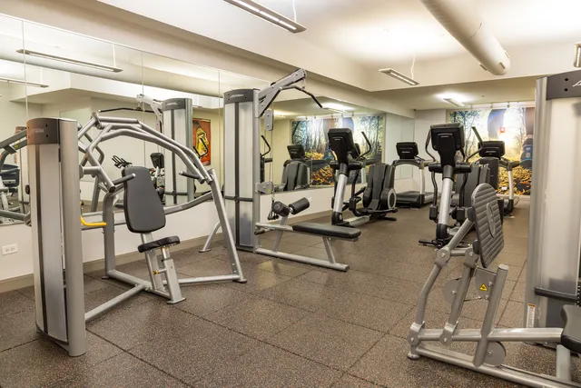 a view of a room with gym equipment