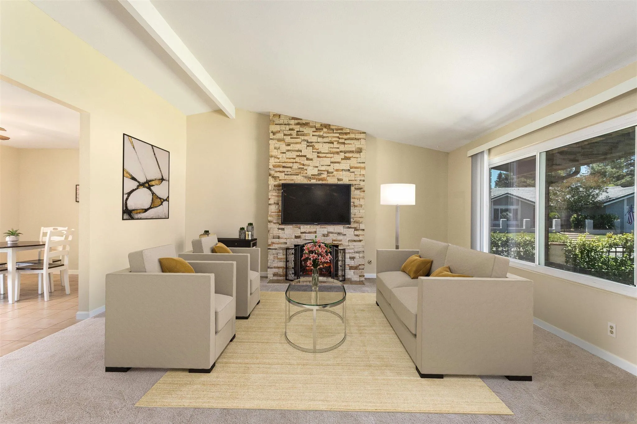 12805 Pinefield Road Poway, CA 92064 - Photo 6 of 31 a living room with fireplace furniture and a flat screen tv