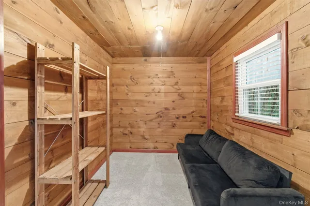 a hallway with a couch