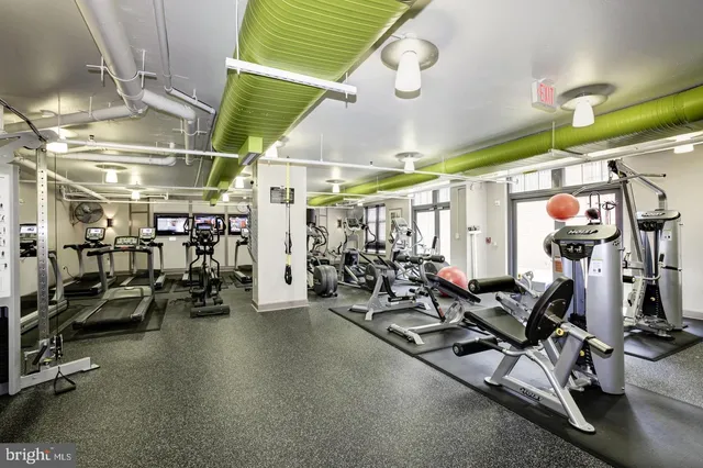 a view of a room with gym equipment