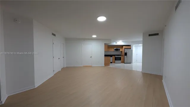 a view of a room with racks on the wall