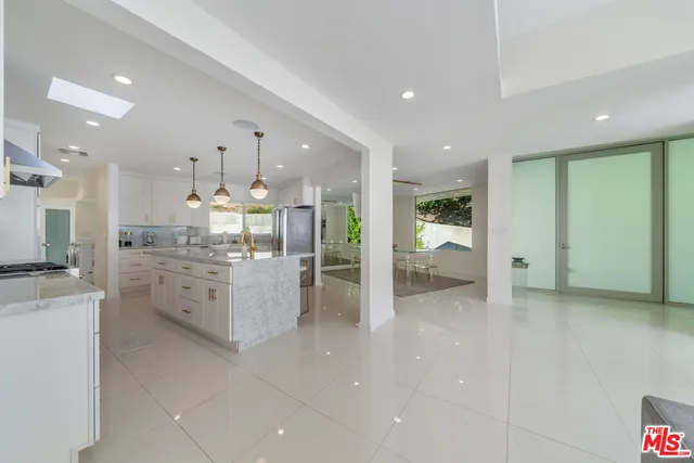 a view of a kitchen with counter top space