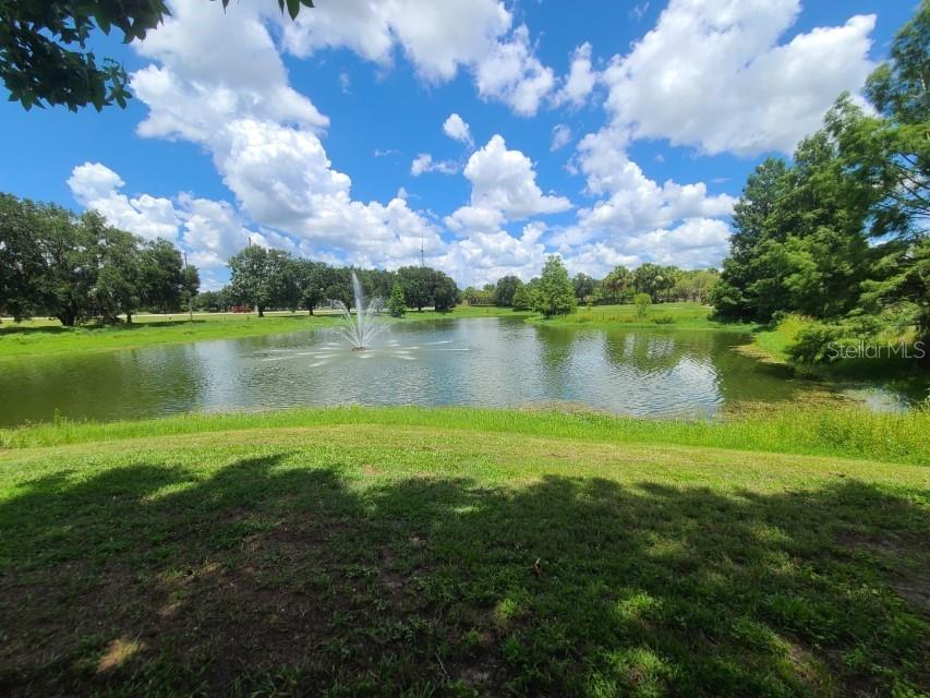 36047 Deer Creek Drive, Unit 102 Zephyrhills, FL 33541 - Photo 23 of 37 a view of a lake with a big yard