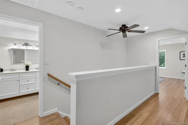 a view of a hallway with closet
