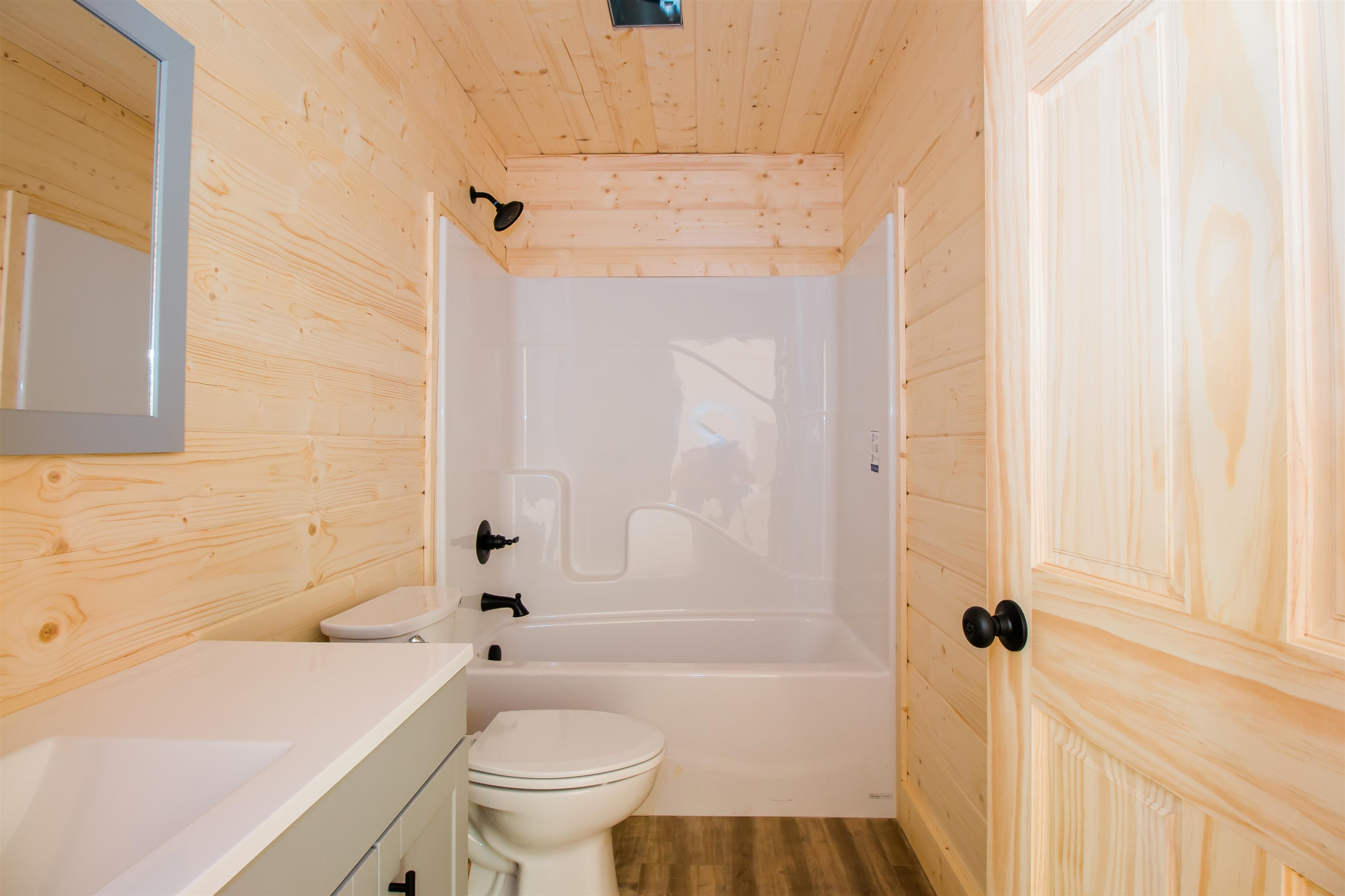 60 Trout Pass Mathias, WV 26812 - Photo 15 of 46 a bathroom with a sink a toilet a mirror a bathtub and shower
