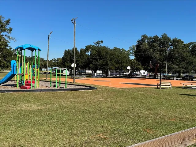 a view of a swimming pool with a yard