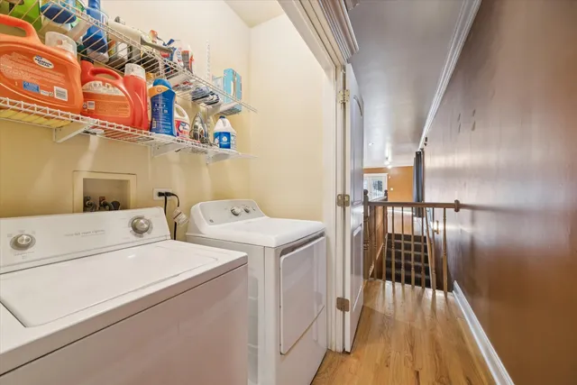 a utility room with dryer and washer