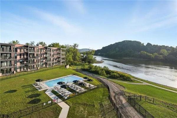 a view of a lake with a mountain