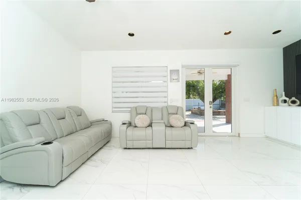 a living room with furniture