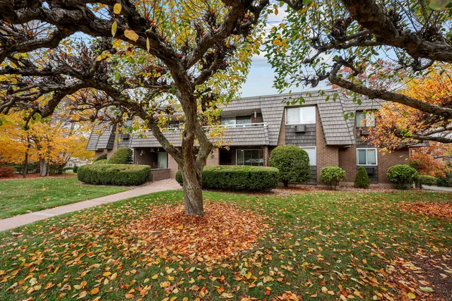 a view of a house with a tree in the background