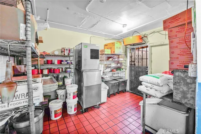 an outdoor space with furniture