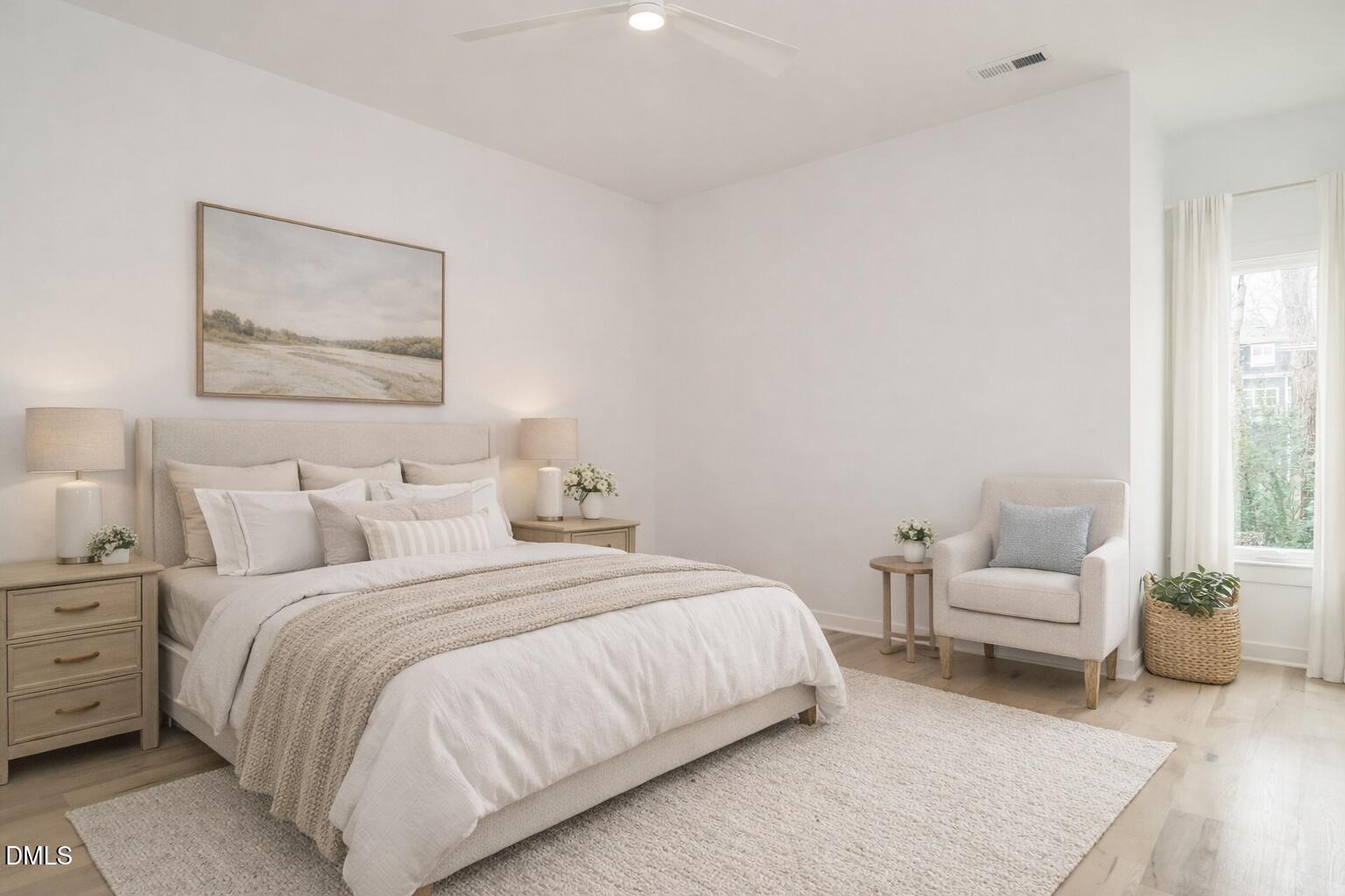 1533 Urban Trace Lane Raleigh, NC 27608 - Photo 8 of 28 a bedroom with a bed and a couch