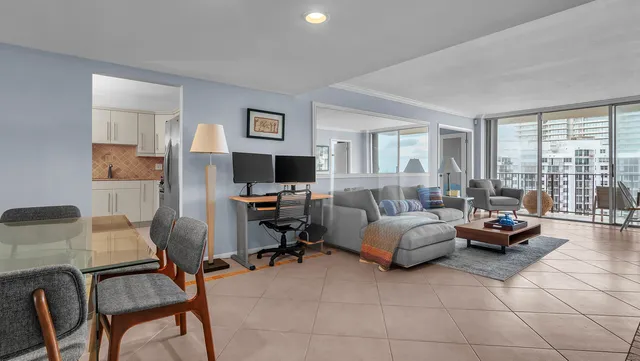 a view of balcony with city