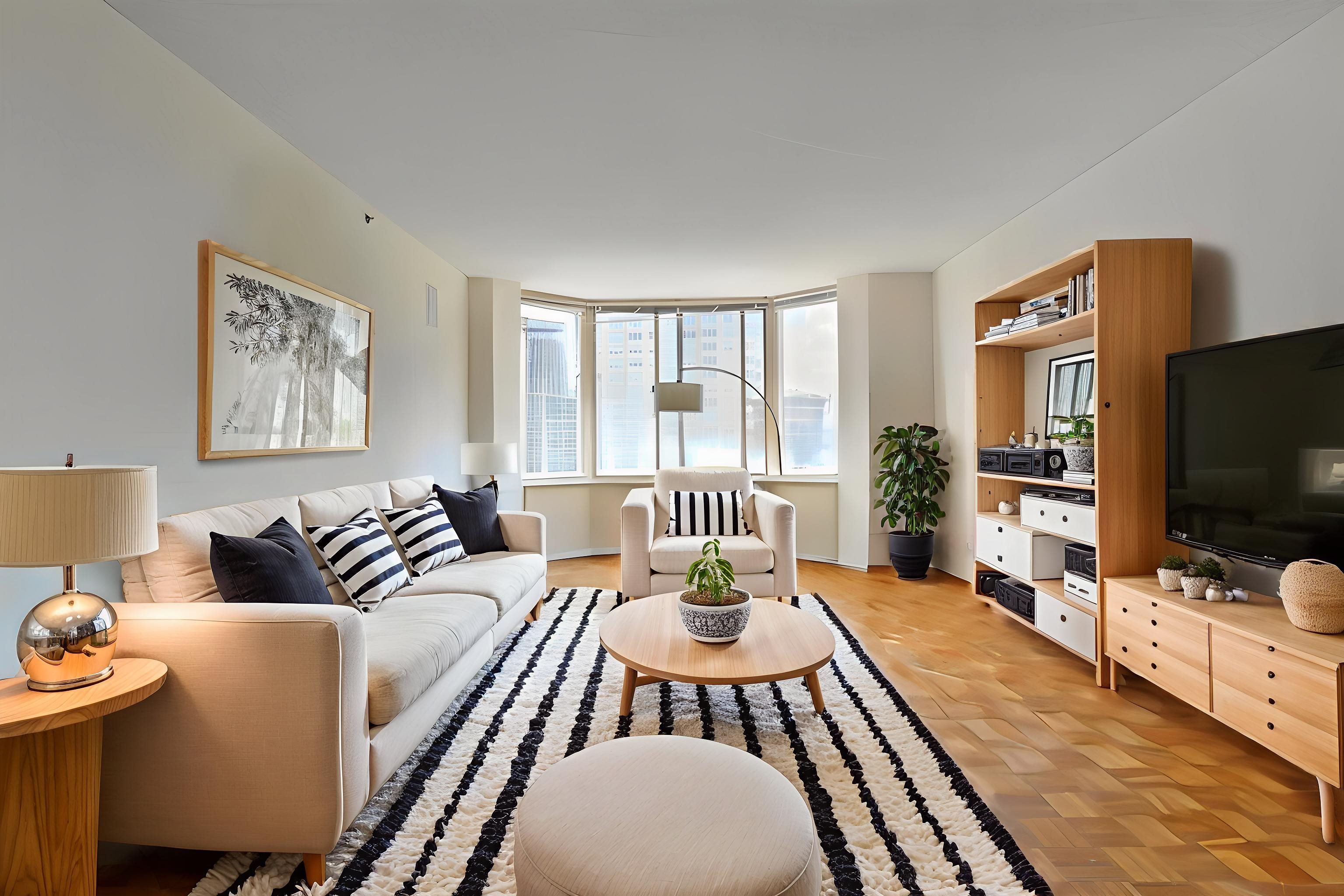 1 2nd Street, Unit 1105 Jersey City, NJ 07302 - Photo 1 of 17 a living room with furniture and a flat screen tv
