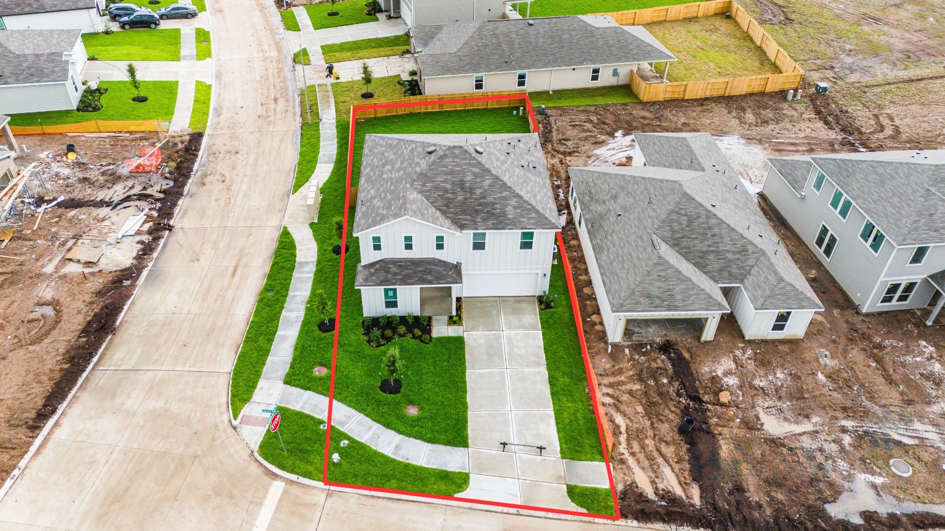 2503 Spruce Hl Road Beasley, TX 77417 - Photo 2 of 31 Amazing aerial shot of this gorgeous KB home situated on a large CORNER LOT with lush landscaping, and well manicured lawn.