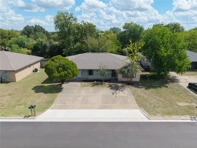 an aerial view of a house